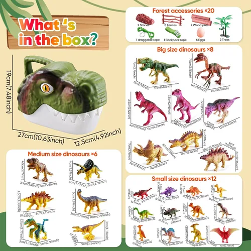 Vista 9 de 46 juguetes de dinosaurio, figuras realistas de dinosaurios