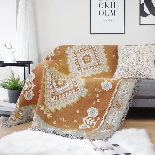 Vista 26 de Luxlovery Manta Aztec Boho Sherpa estilo navajo del suroeste, ligera y cálida, 35 x 59 pulgadas, color óxido de calabaza Aima