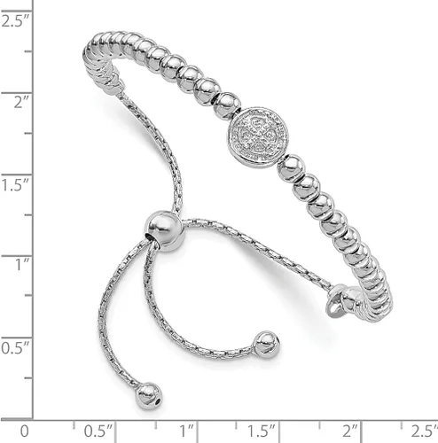 Vista 2 de Collar con dije de medalla de San Valentín con cuentas de plata de ley 925, pulsera de 5 pulgadas a 8.25, 9 joyas religiosas ajustables y elásticas