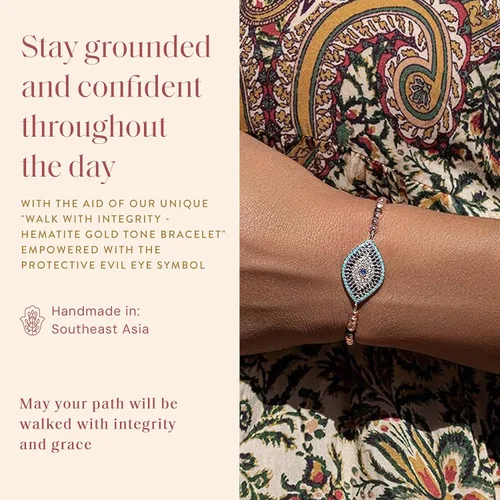 Vista 11 de KARMA AND LUCK - Camina con integridad - Pulsera de hematita genuina para mujer en tono dorado de 5.5 a 7.5 pulgadas con cierre de cordón ajustable