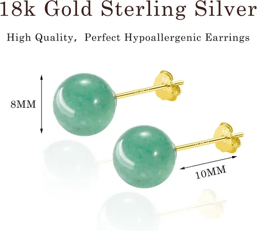 Vista 16 de SmileBelle Aretes tipo dormilona para mujer, de plata de ley de 18 quilates, con turquesa, como regalo de cumpleaños, aretes de cristal de perlas