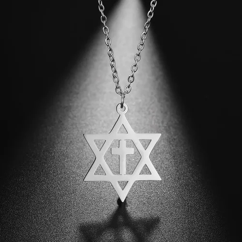 Vista 3 de EUEAVAN Collar con dije de estrella de David para mujer, con dije hexagonal, amuleto, simbólico, judío, Israel, religioso, David, joyería de regalo