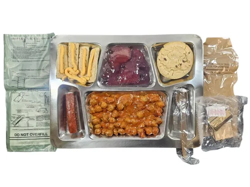 Vista 2 de Auténtico USGI MRE [Comida, Listo para Comer] Fecha de inspección 01/2026 o más reciente [Nuevo embalaje] - Elige la ración de menú con plato
