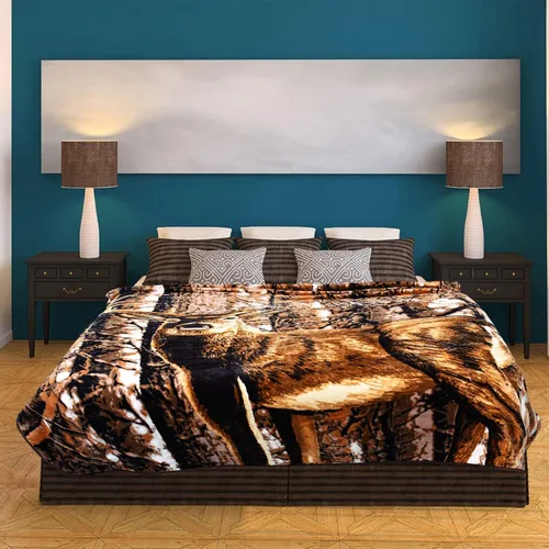 Vista 4 de Manta con diseño de lobo, 3.5 libras, ultra suave, de felpa, cálida