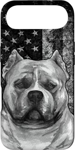 Vista 27 de Patriotic American Bully Dog on Grunge American Flag Dog Case for iPhone 17