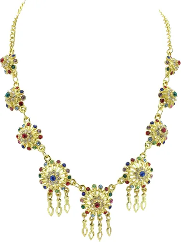 Vista 2 de Siwalai tailandés tradicional chapado en oro multicolor collar y pendientes de joyería de 189in