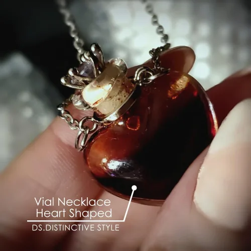 Vista 7 de DS. DISTINCTIVE STYLE Collar de Frasco en Forma de Corazón Colgante de Botella de Perfume Collar de Frasco de Sangre para Líquido Joyería