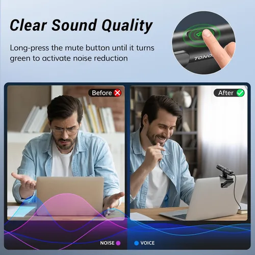 Vista 3 de TONOR Micrófono de conferencia USB para portátil, micrófono ajustable para computadora con botón de silencio e indicador LED, microfono para zoom