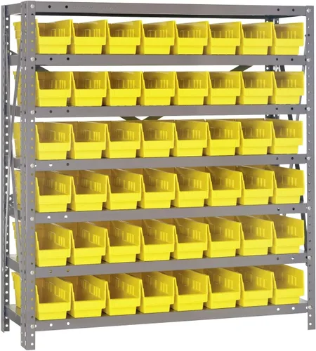 Vista 75 de Quantum QSBU-245BK Heavy Duty Shelving Unit with (7) Shelves and (24) QUS245 Black Bins for Garage Warehouse Storage Distribution 400 lb Load
