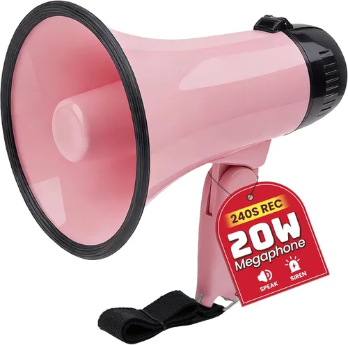 Vista 18 de MyMealivos 20W Megaphone Bullhorn, Built in Siren & 240s Recording, 5.4"×8.6" Portable Megaphone with Volume Control Cover Up to 300 feet+ for