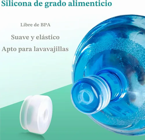 Vista 4 de Tapa de repuesto de silicona reutilizable de 3 y 5 galones, tapas de botella de agua de 2.165 in para botellas de agua a presión y botellas