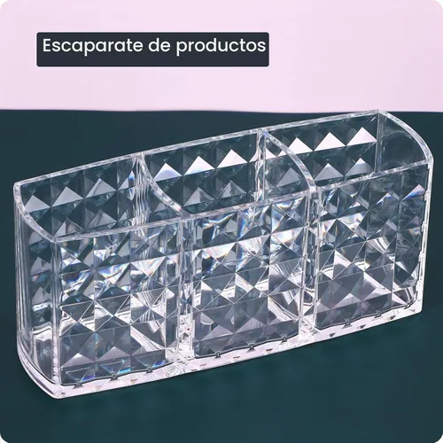 Vista 8 de MOSIKER Soporte para brochas de maquillaje para tocador, acrílico transparente, pequeño, compacto, delineador de labios, delineador de labios