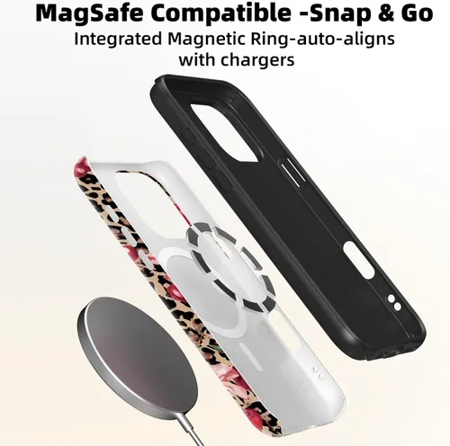 Vista 5 de Lumen - Funda para iPhone 16e / iPhone 17e, compatible con Magsafe, funda rígida con protección de cámara para mujeres y niñas, estampado