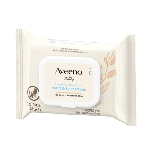 Vista 6 de Aveeno Baby Toallitas para manos y cara sin fragancia con extracto de avena y aloe, toallitas limpiadoras e hidratantes para pieles sensibles, sin
