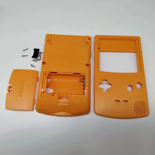 Vista 2 de Cowhilan Replacement IPS Full Housing Shell Case + Screwdrivers Compatible with Gameboy Color GBC IPS Highlight Screen Console, Orange