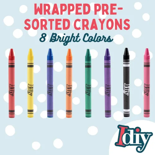 Vista 2 de SCS Direct IDIY - Crayones de cera envueltos a granel, 480 unidades, 8 colores (60 de cada uno), seguridad ASTM probada y pre-clasificada