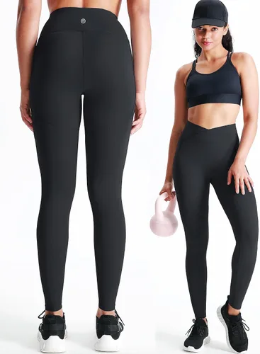 Vista 13 de Neleus calzas de yoga para mujer con bolsillo y cintura alta, para correr, con control de barriga