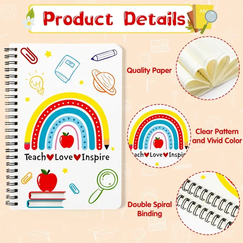 Vista 3 de Xqumoi - Paquete de 2 cuadernos espiral A5 para maestros, cuadernos de trabajo con líneas para enseñanza, diarios de escritura, suministros