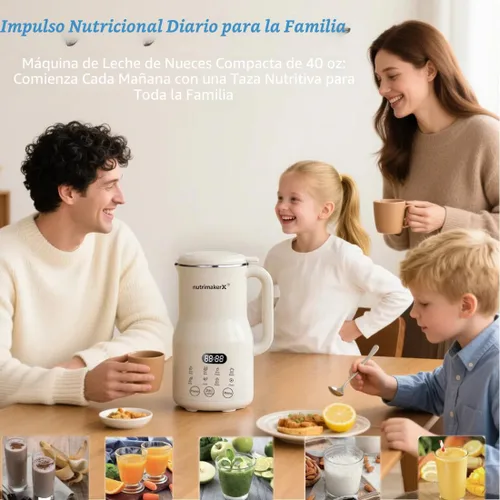 Vista 3 de Licuadora automática para leche de nueces 8 en 1, 40.6 oz, leches caseras de almendra, avena, coco, soja, a base de plantas y sin lácteos, máquina