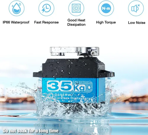 Vista 2 de Hosyond DS3235 77.2 lbs Digital RC Servo de alto par todo el engranaje de metal Motor sin núcleo impermeable servomotores para RC Robot, coche