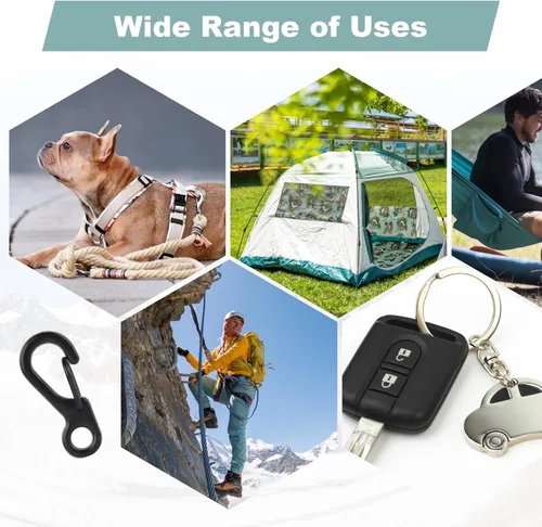Vista 5 de Mini Mosquetón con Clip de Resorte con Gancho, Hebillas con Cierre para Paracord, Llavero, Mochila, Botella, Accesorios de Campamento al Aire Libre