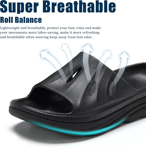 Vista 3 de NPNYSY Womens Recovery Sandals Mens Comfortable Athletic Slides Thick Cushion Lightweight Plantar Fasciitis Sport Sliders of Indoor Outdoor,Arch