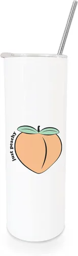 Vista 9 de The Cotton & Canvas Co. I Sea You - Vaso de verano de acero inoxidable con aislamiento al vacío con popote de metal y tapa de cierre deslizante