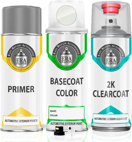 Vista 14 de ERA Paints LY9C - Ibis White para AUDI Exact Match Automotive Touch Up Paint Spray - Kit esencial de 2 K