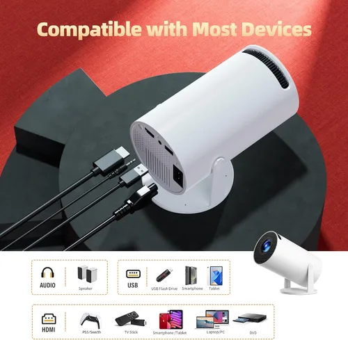 Vista 7 de Mini proyector con WiFi y Bluetooth, nativo 1080P, Keystone automático
