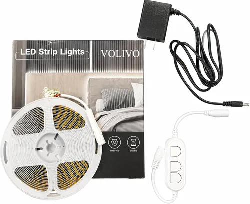 Vista 9 de VOLIVO - Tira de luces LED blancas, 16.4 pies, tira de luces LED de intensidad regulable 6500K, luz blanca brillante de día, adhesivo fuerte, tira