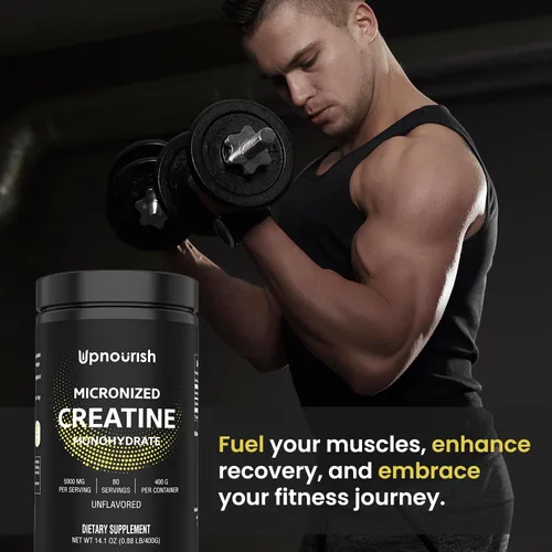 Vista 6 de UpNourish Monohidrato de creatina micronizada en polvo 14.11 oz – Vegano sin sabor para antes del entrenamiento, desarrollo muscular, suplemento