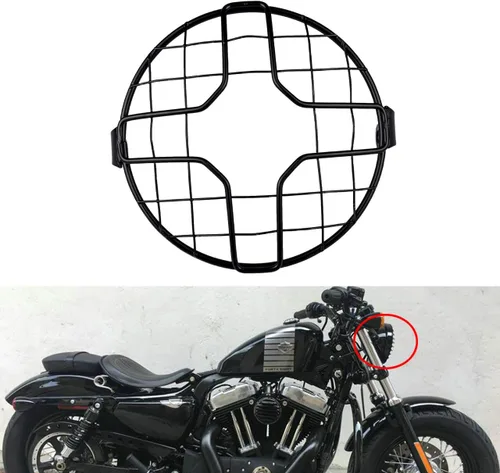 Vista 9 de TUINCYN Rejilla para faros delanteros de motocicleta de 6 1/2 pulgadas, retro, montaje lateral, cubierta de la lámpara de la cabeza, máscara