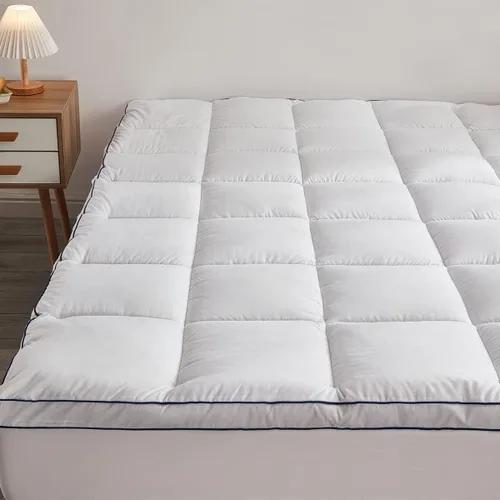 Vista 8 de Funda de colchón acolchada con profundo bolsillo de 18 pulgadas, 300 hilos de algodón, de Oaskys Blanco