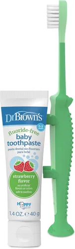 Vista 19 de Dr. Brown's Cepillo de dientes para niños pequeños, dinosaurio, verde, paquete de 1