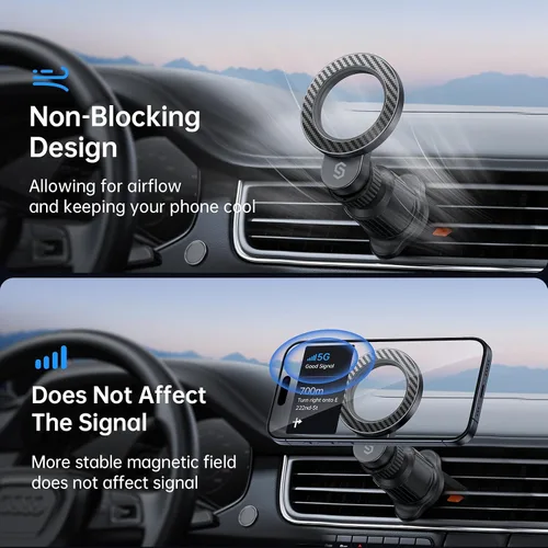 Vista 4 de SYNCWIRE Soporte para auto MagSafe 【Ventilación de anillo】【Rotación de 360°】【N55 magnético】 Soporte de teléfono para ventilación de aire, soporte