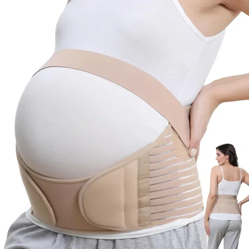Vista 18 de NeoTech Care Cinturón de maternidad para embarazo, soporte para espalda, abdomen, cintura, pelvis (talla L, color marfil)