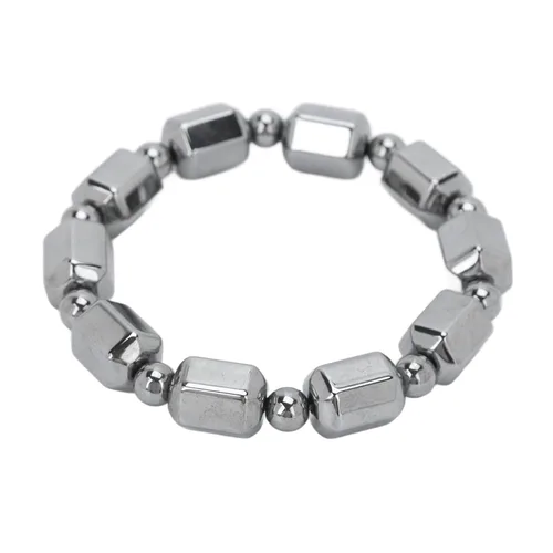 Vista 4 de Pulsera de piedra de Terahertz, para hombres y mujeres, simple y elegante, pulsera de piedra de energía rectangular con cuentas de terahercios