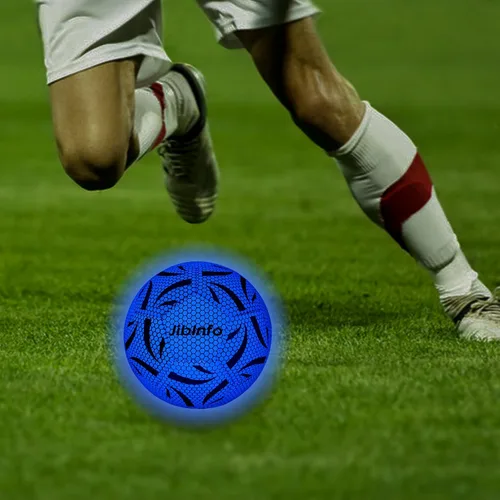 Vista 9 de Balón de fútbol iluminado tamaño 5, pelota de fútbol luminosa que brilla en la oscuridad, para juegos de día y noche y regalos de entrenamiento