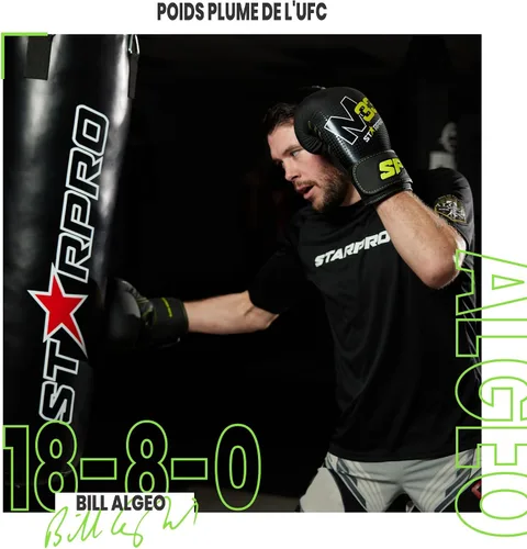 Vista 3 de Starpro Guantes de boxeo con cierre seguro de gancho y bucle para hombres y mujeres, Muay Thai Training Sparring 8oz, 10oz, 12oz, 14oz, 16oz Negro