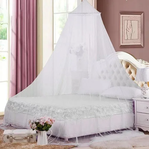 Vista 5 de Dosel de Cama de Encaje Mosquitera con Luces Cálidas, Dosel de Cama de Princesa para Decoración de Habitación de Niñas, Azul/Una Entrada Luces