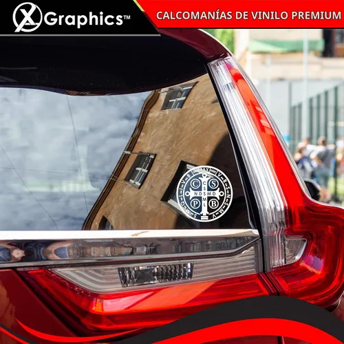 Vista 3 de Calcomanía de vinilo con medallón de San Benito Medalla de San Benito para automóvil, camión, SUV, impermeable (blanco, 5.8 x 5.8 pulgadas)