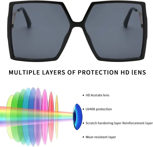 Vista 4 de Dollger Gafas de sol cuadradas de gran tamaño para mujer con sombras grandes protección UV400