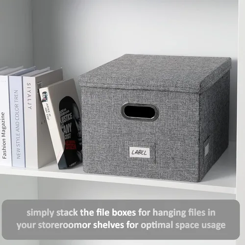 Vista 5 de Organizador de archivos, caja de almacenamiento plegable para oficina, caja de archivos con tapas, organizador de documentos para oficina y hogar