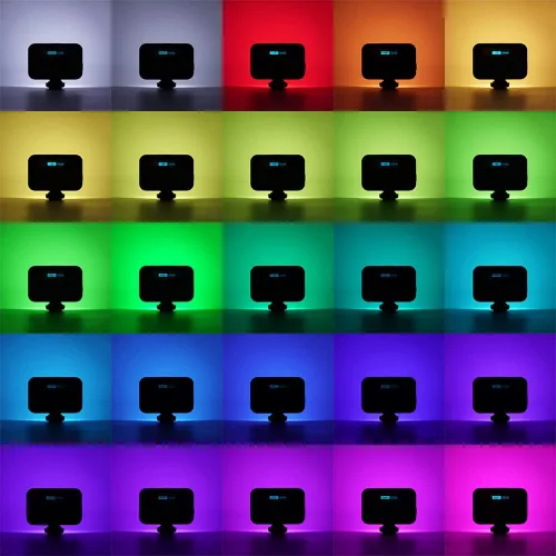 Vista 2 de MAXCAM Luz de video colorida RGB en la cámara, 0-360 grados a todo color, opciones de temperatura de color 2500K - 9000K, lámpara de atmósfera