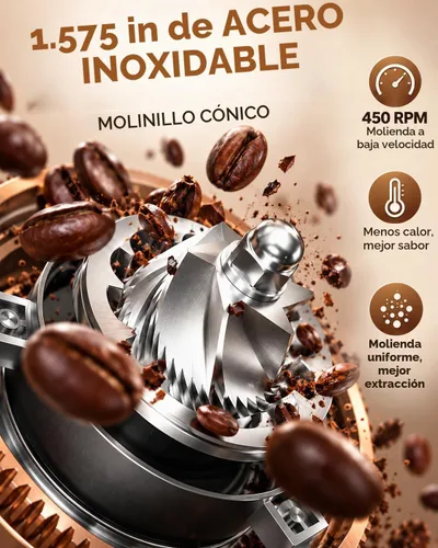 Vista 2 de AMZCHEF Single Dose Coffee Grinder, Low Retention, 75 Settings, Rose Gold