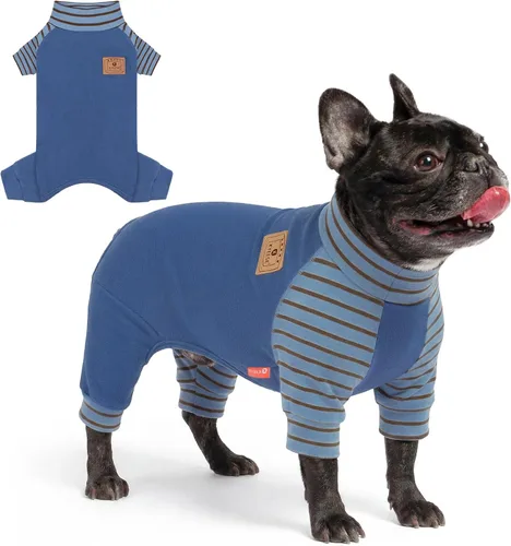 Vista 8 de KYEESE Pijamas para perros pequeños – Suéter elástico de cuello alto, abrigo de material súper suave y cálido con corbatín, pijama para perro