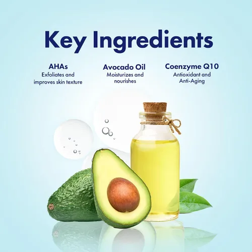 Vista 3 de Dermisa Crema antiarrugas con alfa hidroxiácidos, coenzima Q10 y aceite de aguacate, hidratante facial hidratante para líneas finas y piel