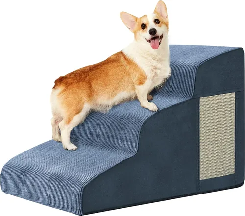 Vista 22 de Escaleras de perro para cama, escaleras para perros pequeños, rampa para perros de 2 peldaños para cama, sofá, sillón y sillas, diseño Beige