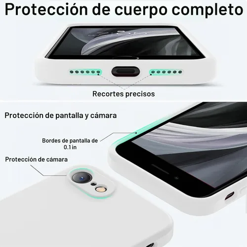 Vista 4 de Vooii Funda para iPhone SE 2022/3rd/2020, iPhone 8/7, silicona líquida mejorada con [bordes planos] [protección de cámara]