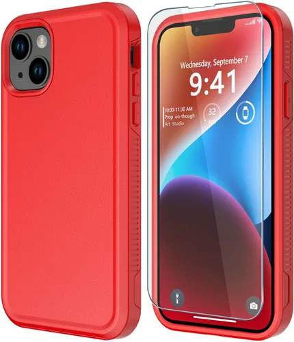 Vista 20 de Diverbox Funda para iPhone 14 [a prueba de golpes] [a prueba de caídas] [protector de pantalla de vidrio templado], funda de protección resistente